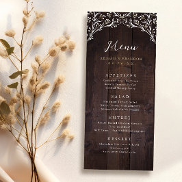 Menu Mariage campagnard Floral Boho Rustique Grange Boi