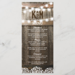 Menu Mariage campagnard rustique