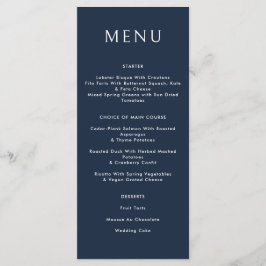 Menu Mariage céleste Abstrait bleu foncé or