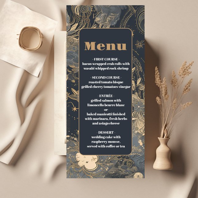 Menu Mariage céleste argenté élégant (Créateur téléchargé)