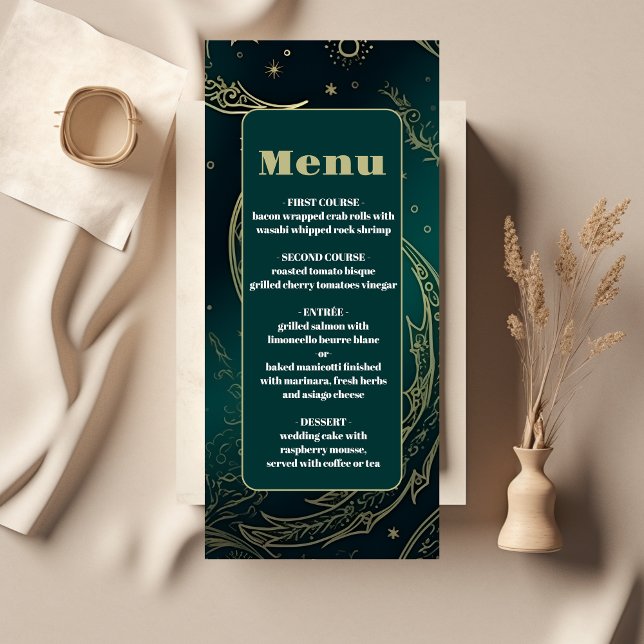 Menu Mariage céleste Emerald Green Gold (Créateur téléchargé)