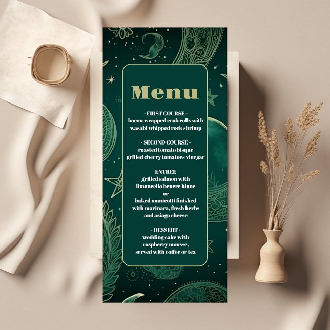 Menu Mariage céleste Emerald Green Gold (Créateur téléchargé)