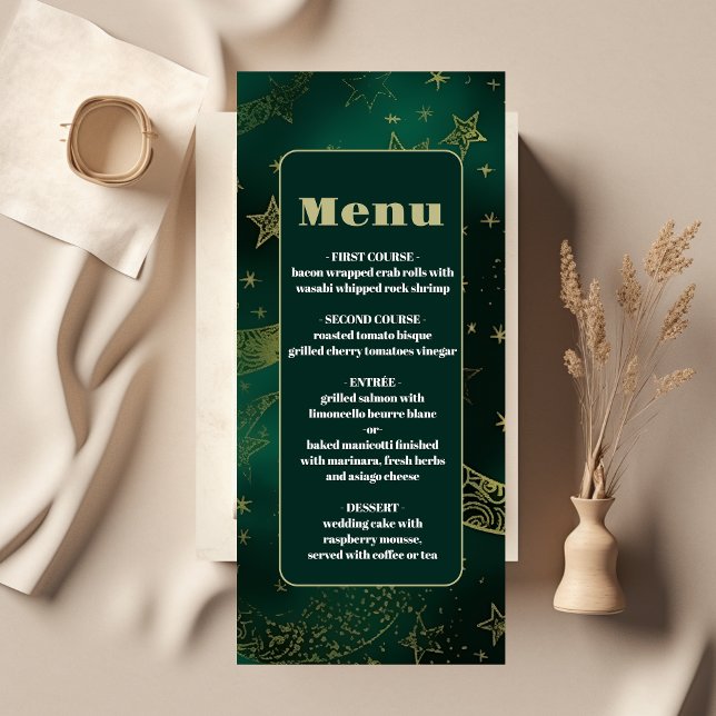 Menu Mariage céleste Emerald Green Gold (Créateur téléchargé)