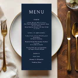 Menu Mariage céleste Lune Bleu foncé Or
