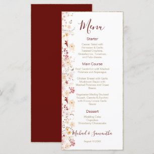 Menu Mariage Champêtre Bourguignon et Rose Pâle