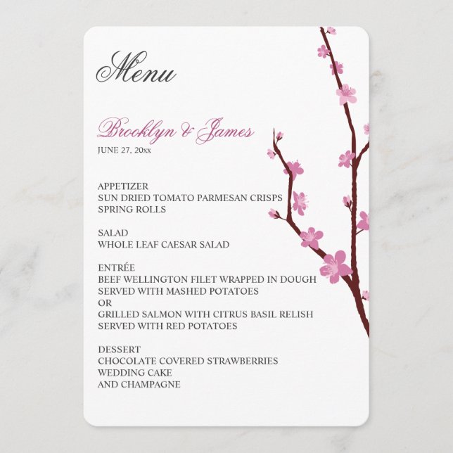 Menu Mariage Cherry Blossom (Devant)