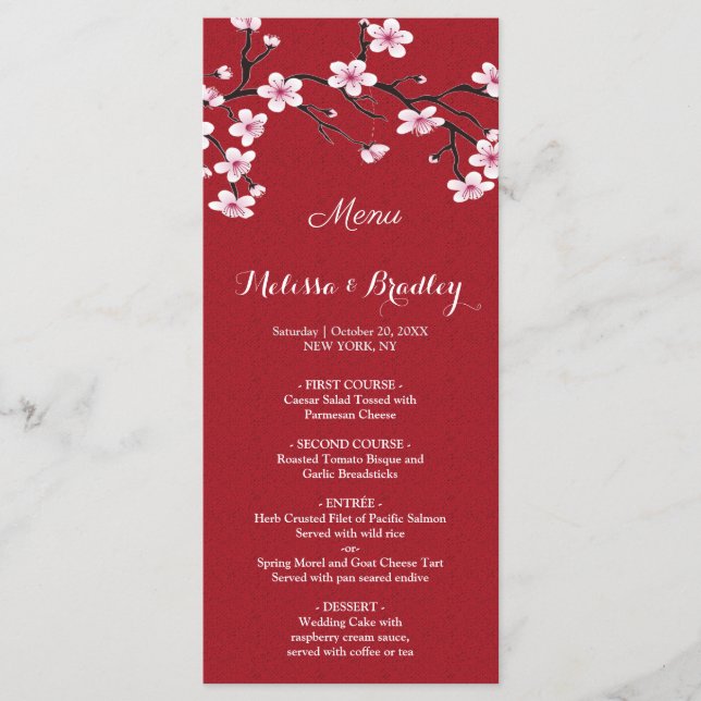 Menu Mariage Cherry Blossom (Devant)