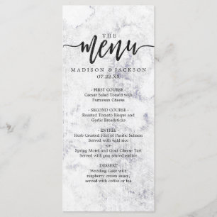 Menu Mariage chic blanc et gris marbre