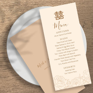 Menu Mariage chinois Elégant Double Bonheur
