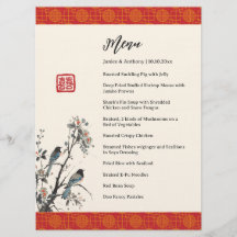 Mariage chinois moderne banquet floral oiseaux rou