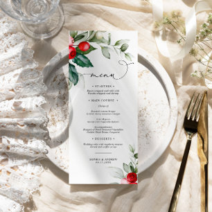 Menu Mariage Christmas Greenery & Red Berries