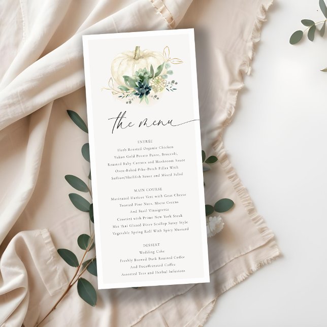 Menu Mariage Citrouille Succulent de l'or bleu-bleu-gri (Créateur téléchargé)