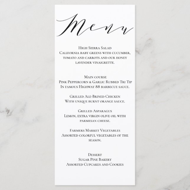 Menu Mariage classique (Devant)