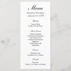 Menu Mariage Classique Formel Traditionnel Noir Blanc