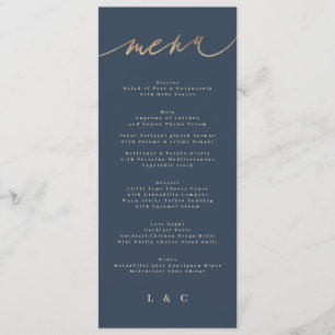 Menu Mariage classique Gold Navy bleu simple