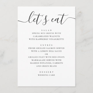 Menu Mariage Classique Moderne | Calligraphie Bon Appét