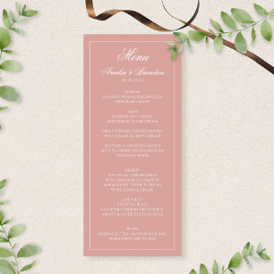 Menu Mariage Classique Rose Poussiéreux & Écriture Scri