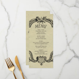 Menu Mariage classique Vintage vert noir