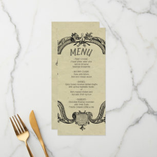 Menu Mariage classique Vintage vert noir