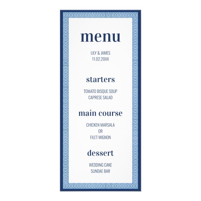 Menu Mariage clé grec (Devant)