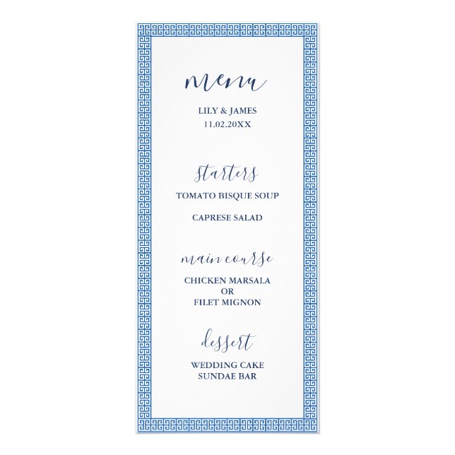 Menu Mariage clé grec (Devant)