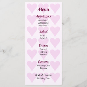 Menu Mariage Coeur romantique