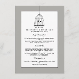 Menu Mariage Coeur vintage Birdcage