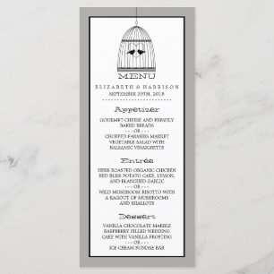 Menu Mariage Coeur vintage Birdcage