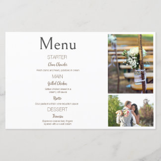 Menu Mariage Collage photo blanc