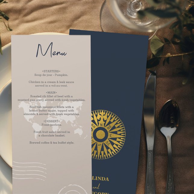 Menu Mariage Compass de passeport de mariage de destina (Destination Wedding Passport Compass Wedding Menu)
