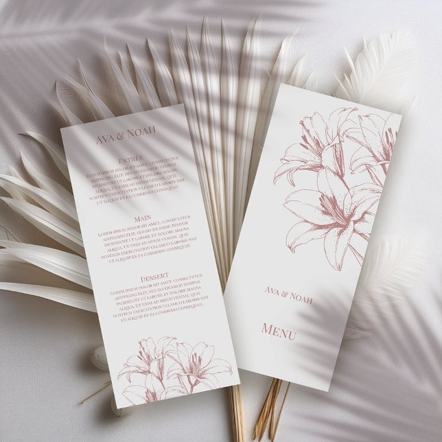 Menu Mariage Contour de Lys Rose (Créateur téléchargé)