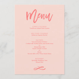 Menu Mariage Coral Lettré À La Main Chic