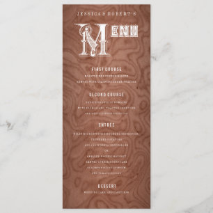 Menu Mariage Country Western Rustic Wood