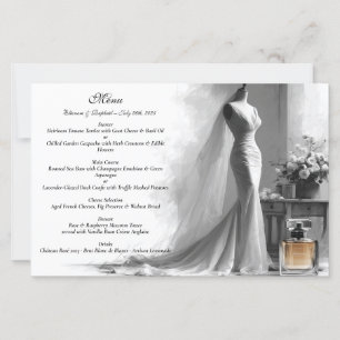 Menu Mariage croquis romantique avec parfum Vintag