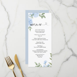 Menu Mariage CRYSTAL / Rose bleu Aquarelle Floral