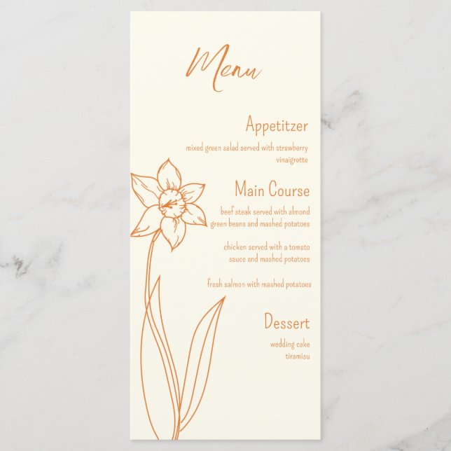 Menu Mariage Daffodique (Devant)