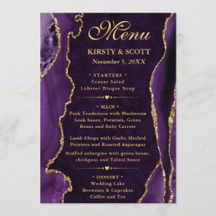Menu Mariage d'agate de Parties scintillant de violet e
