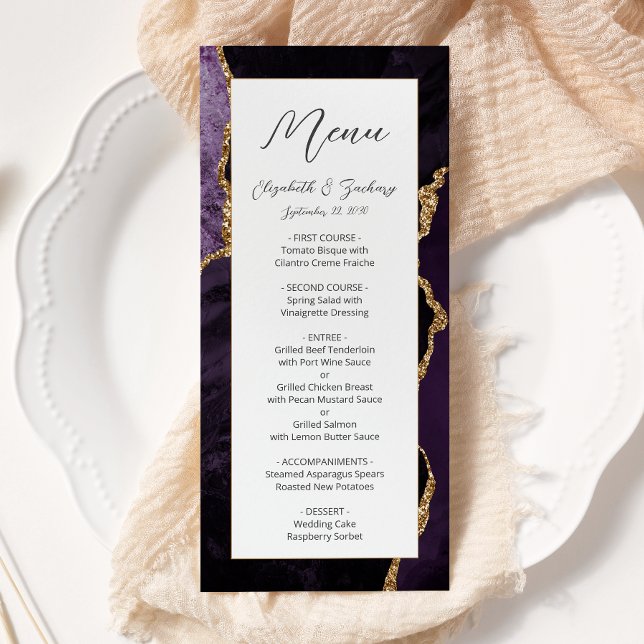 Menu Mariage d'âge moderne violet or (Créateur téléchargé)