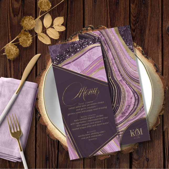 Menu Mariage d'agrégation Abstrait V2 Mauve ID827 (Créateur téléchargé)