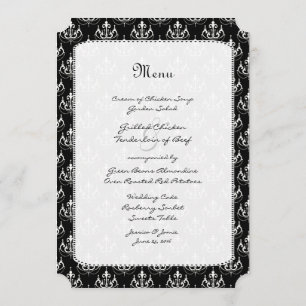 Menu Mariage damassé Chandelier noir