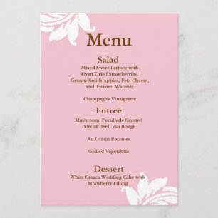 Menu Mariage damassé rose