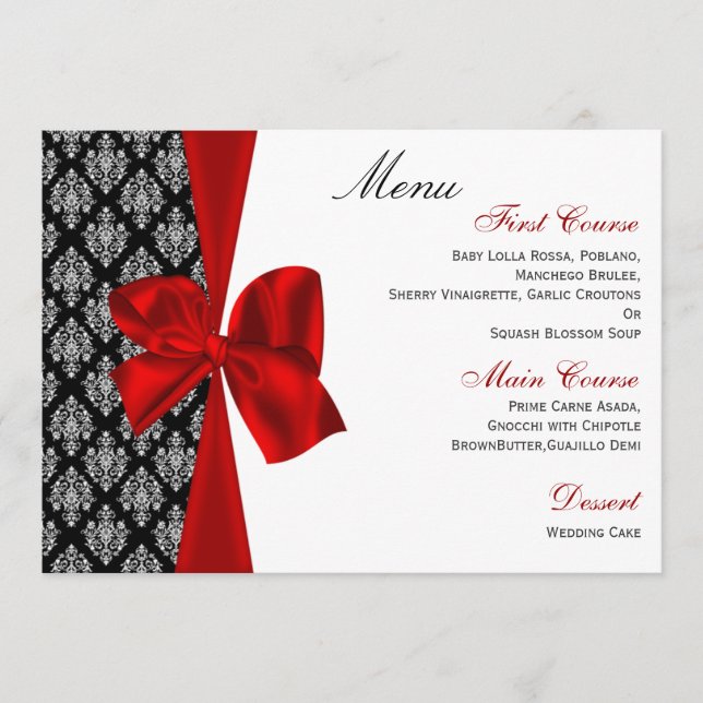 menu mariage damassé rouge (Devant)