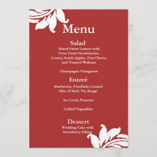 Menu Mariage damassé rouge