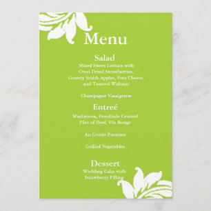 Menu Mariage damassé verte