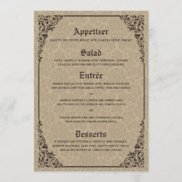 Menu Mariage damassé victorien gothique beige