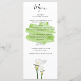 Menu Mariage d'aquarelle blanc Calla Lilies