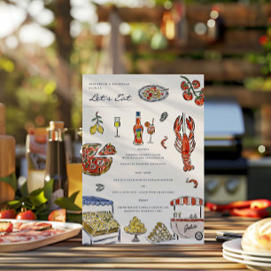 Menu Mariage d'aquarelle d'été italien