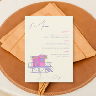 Menu Mariage d'aquarelle Miami Beach