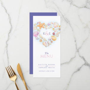 Menu Mariage d'aquarelle monogramme de couronne de coeu