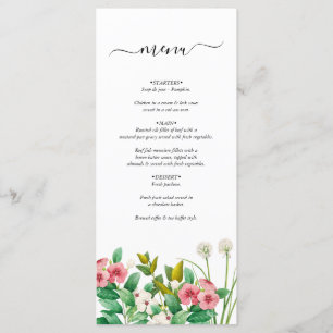 Menu Mariage d'aquarelle périphérique fleur sauvage